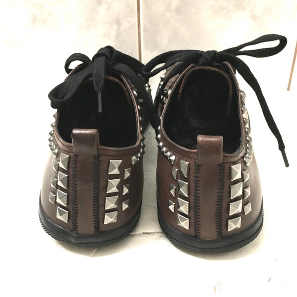 Prada Sport Mens Brown Spiked Leather Sneakers. Prada 9 = US size 10 - Picture 6 of 8